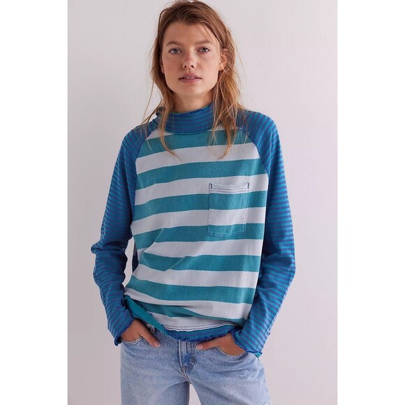 Free People We The Free Punk Playful Tee Tunic Top Striped Printed S New 283166 - Picture 1 of 7